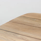 Outdoor wooden table slatted top detail
