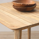 Wooden outdoor square dining table with slatted top