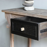 Detailed picture of LUNAR Rattan Console Table's drawer.