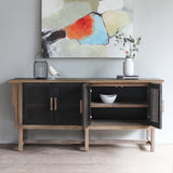 LUNAR Rattan Sideboard (L) with two doors open.