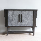 LUNAR Sideboard (S) with grey stone veneer doors and black-stained reclaimed pine wood.