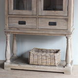 Half-down picture of Monarch Glass Cabinet to show the pine wood texture.