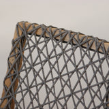 Wooden frame with woven rope on a white background