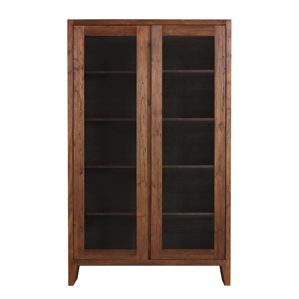 Front view of KAMA Glass Cabinet. Made from reclaimed teak wood.