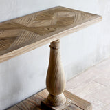 Monarch console top table pattern detail.