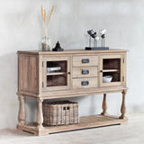 Perspective view of Monarch Sideboard with decoration items on and in it.