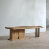 Outdoor wooden coffee table with steel and wooden legs