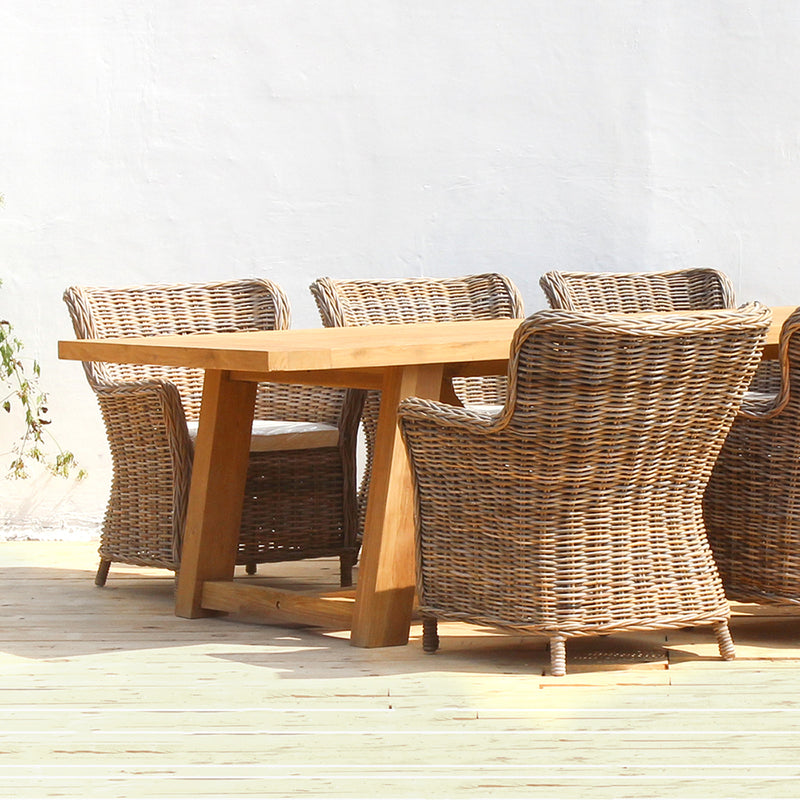 Aimann Kubu Chairs being set with Danke Outdoor Dining Table.