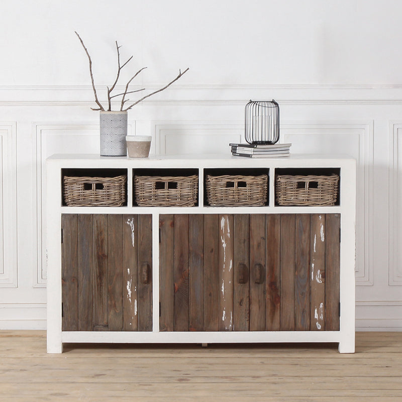 The front view of Aimann Sideboard with 3 doors and 4 drawers.