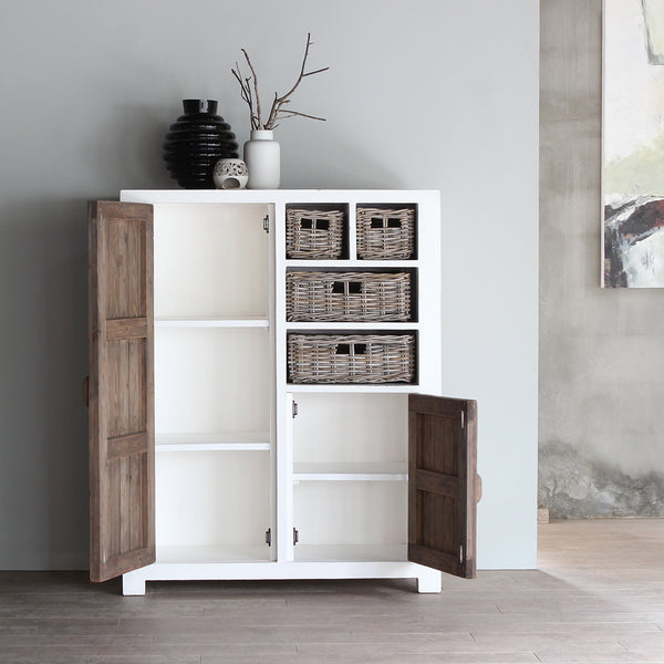 Aimann Small Cabinet with the doors opened. Showing its shelve spaces.