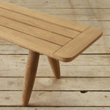 Wooden bench on a wooden deck