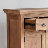 Detail of LYON Cabinet's drawer, textures, and side panel.