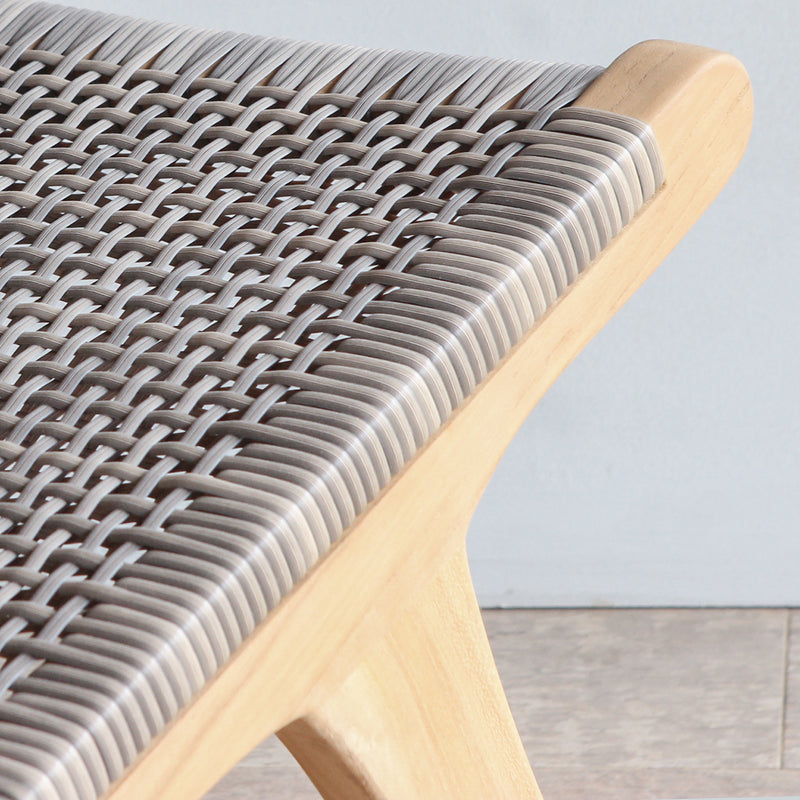 Detail view of Lovina Chair. Showing the texture of synthetic rattan weaving.