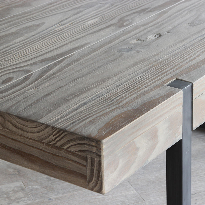 Detail of Massive Dining Table reclaimed pine wood texture.