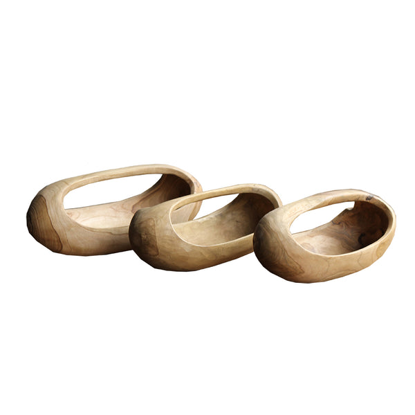 Oval Parcel set of 3. Made from teak wood.