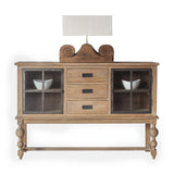 Rome Sideboard with Tapak Lamp on top of it and white bowl inside.