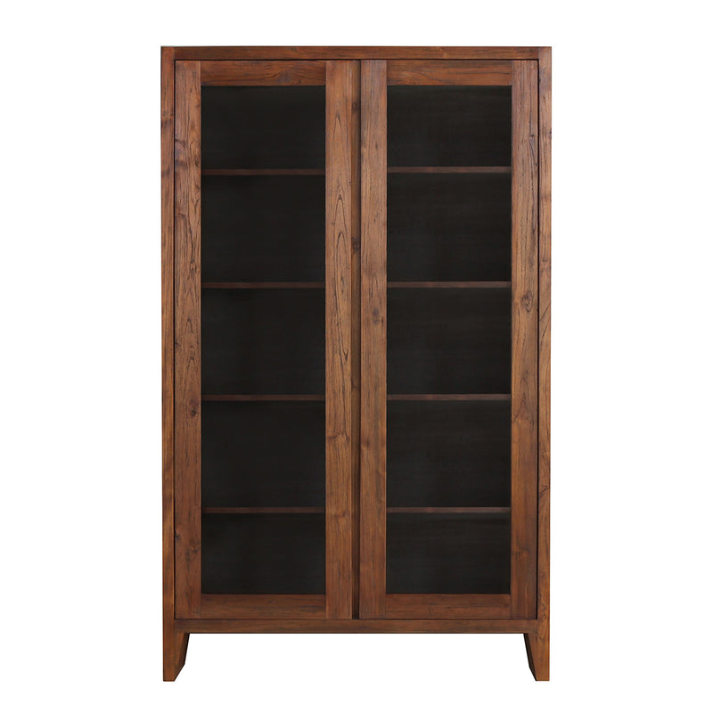 Front view of KAMA Glass Cabinet. Made from reclaimed teak wood.