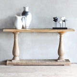 Classic console table with vases on top.
